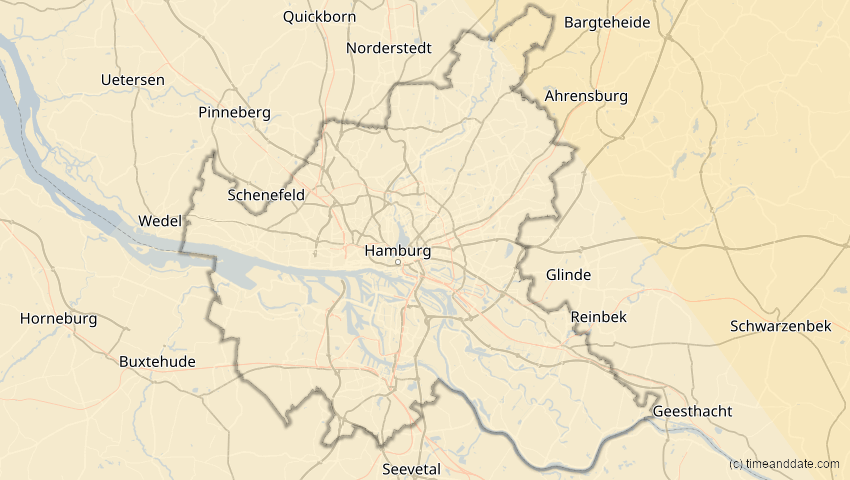 A map of Hamburg, Deutschland, showing the path of the 25. Okt 2022 Partielle Sonnenfinsternis
