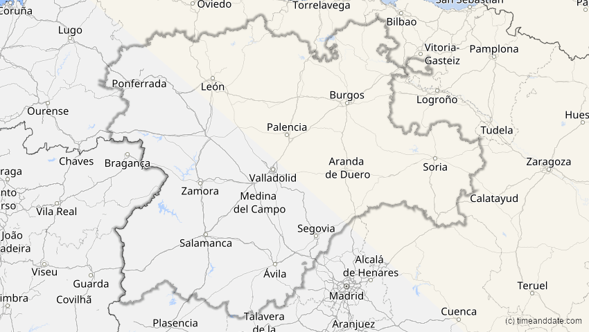 A map of Kastilien und León, Spanien, showing the path of the 25. Okt 2022 Partielle Sonnenfinsternis