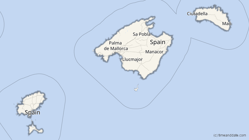 A map of Balearische Inseln, Spanien, showing the path of the 25. Okt 2022 Partielle Sonnenfinsternis