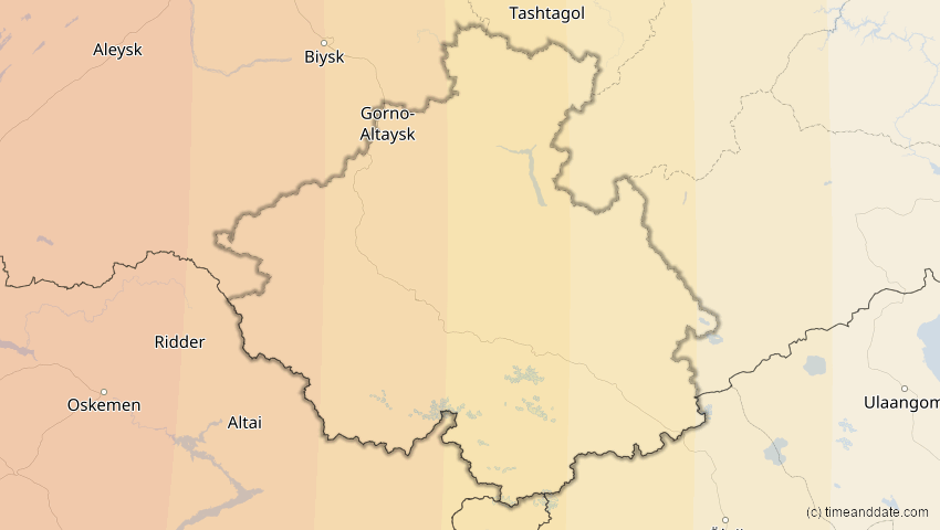 A map of Altai, Russland, showing the path of the 25. Okt 2022 Partielle Sonnenfinsternis