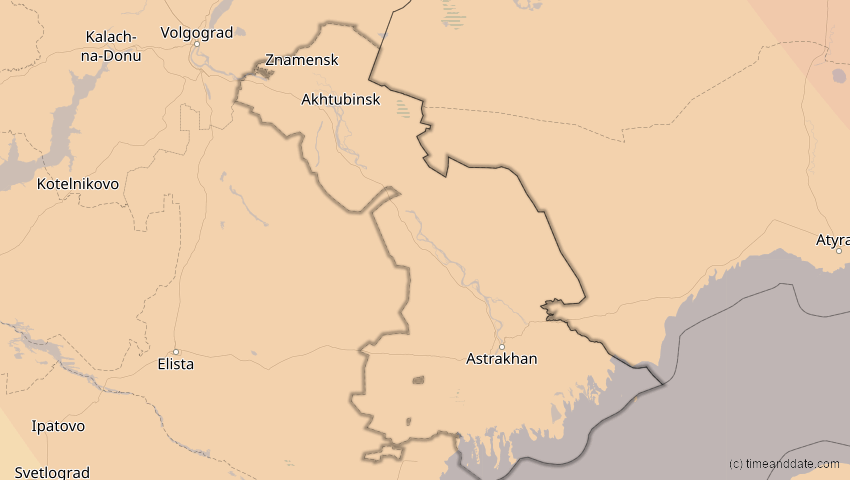 A map of Astrachan, Russland, showing the path of the 25. Okt 2022 Partielle Sonnenfinsternis