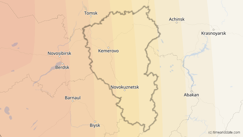 A map of Kemerowo, Russland, showing the path of the 25. Okt 2022 Partielle Sonnenfinsternis