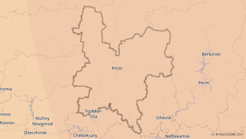 A map of Kirow, Russland, showing the path of the 25. Okt 2022 Partielle Sonnenfinsternis