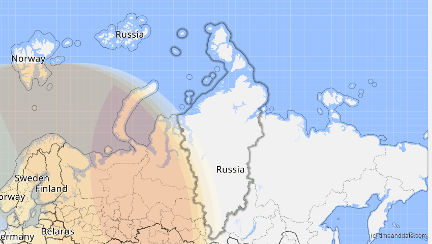 A map of Krasnoyarsk, Russia, showing the path of the Oct 25, 2022 Partial Solar Eclipse