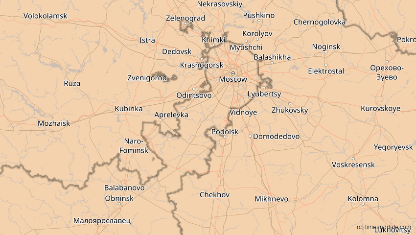 A map of Moskau, Russland, showing the path of the 25. Okt 2022 Partielle Sonnenfinsternis