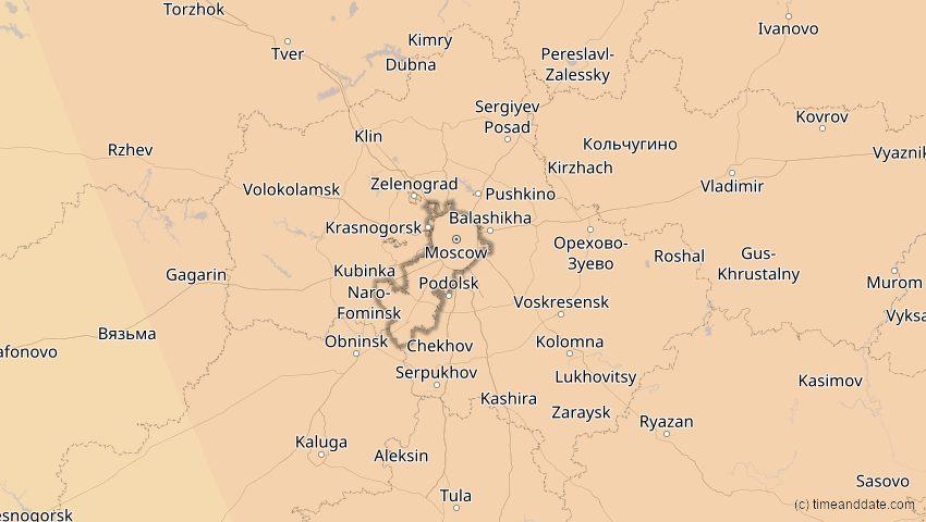 A map of Moskau, Russland, showing the path of the 25. Okt 2022 Partielle Sonnenfinsternis