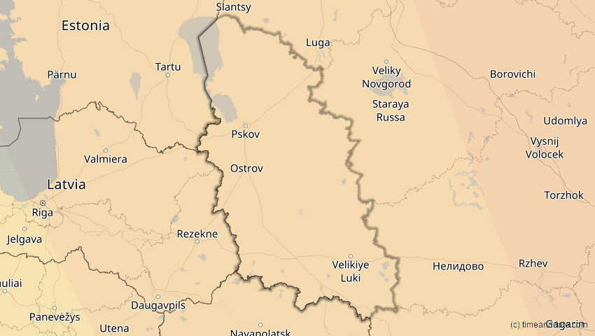 A map of Pskow, Russland, showing the path of the 25. Okt 2022 Partielle Sonnenfinsternis