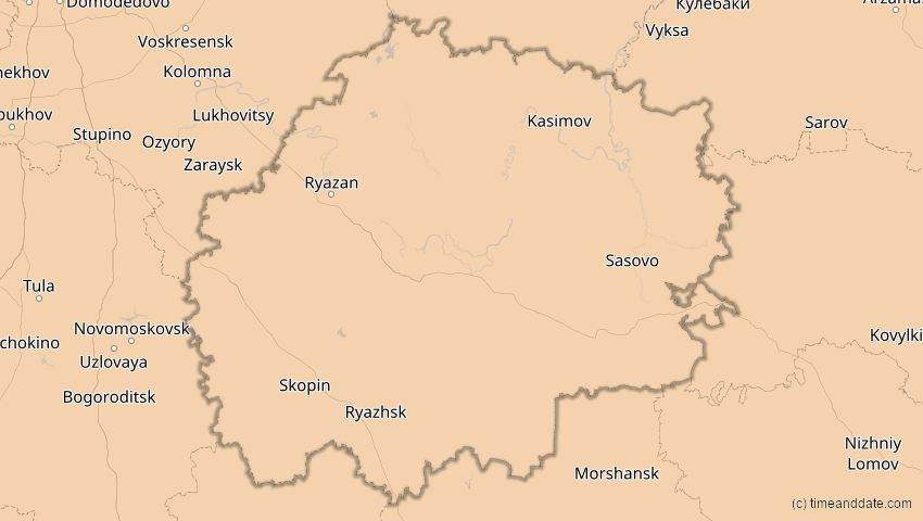A map of Rjasan, Russland, showing the path of the 25. Okt 2022 Partielle Sonnenfinsternis