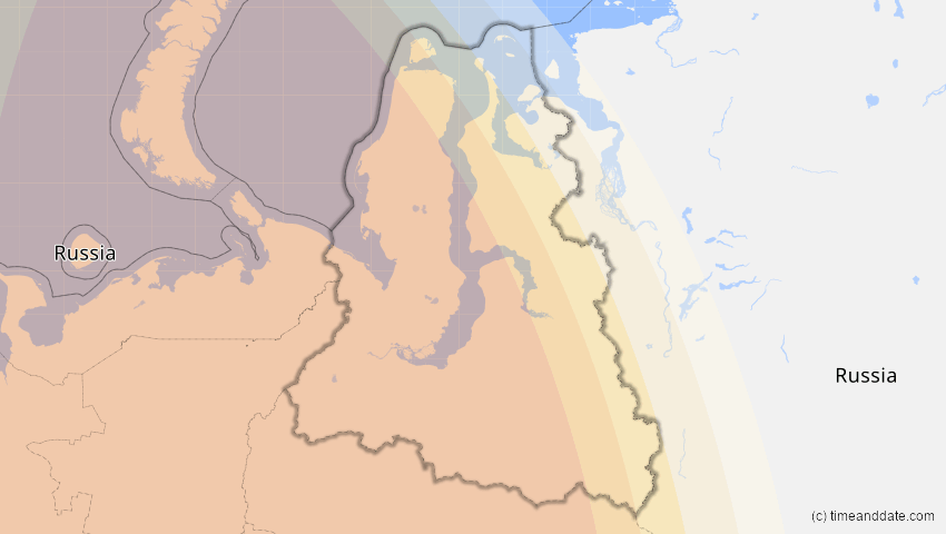 A map of Jamal-Nenzen, Russland, showing the path of the 25. Okt 2022 Partielle Sonnenfinsternis