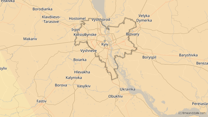 A map of Kiew, Ukraine, showing the path of the 25. Okt 2022 Partielle Sonnenfinsternis