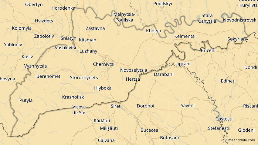 A map of Tscherniwzi, Ukraine, showing the path of the 25. Okt 2022 Partielle Sonnenfinsternis