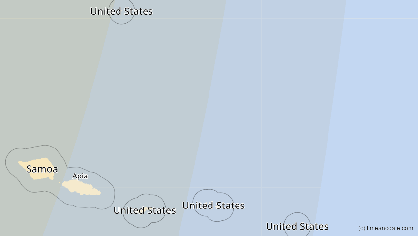 A map of American Samoa, showing the path of the Apr 19, 2023 Total Solar Eclipse