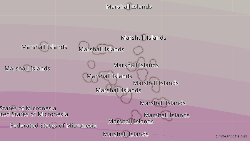 A map of Marshall Islands, showing the path of the Apr 20, 2023 Total Solar Eclipse