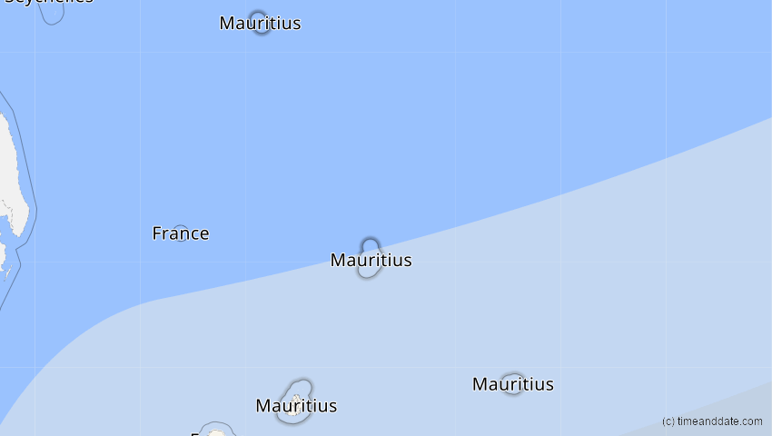 A map of Mauritius, showing the path of the Apr 20, 2023 Total Solar Eclipse