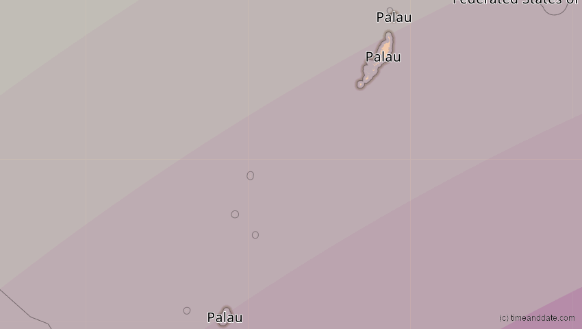 A map of Palau, showing the path of the 20. Apr 2023 Totale Sonnenfinsternis