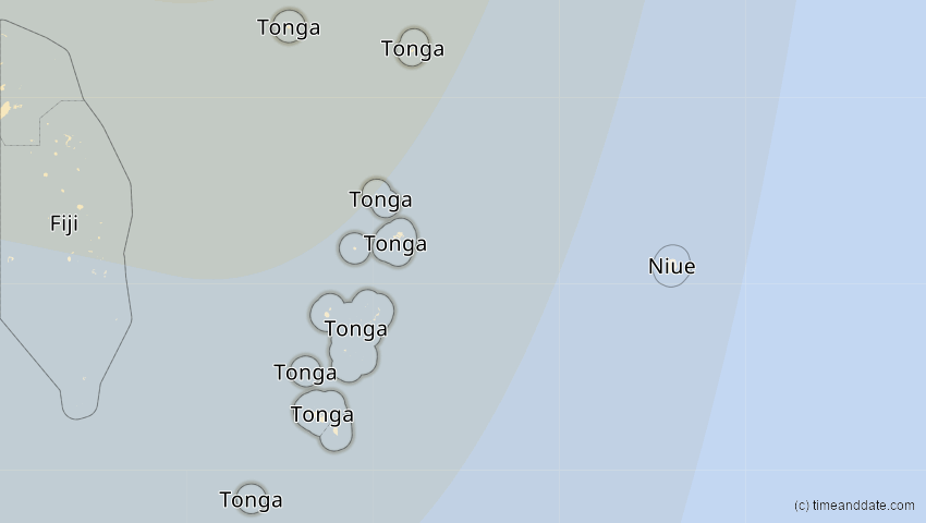 A map of Tonga, showing the path of the Apr 20, 2023 Total Solar Eclipse