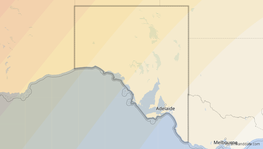 A map of South Australia, Australien, showing the path of the 20. Apr 2023 Totale Sonnenfinsternis