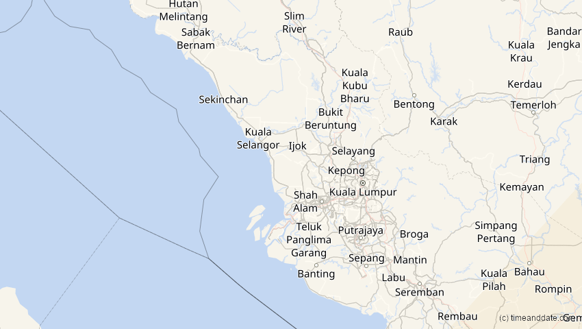 A map of Selangor, Malaysia, showing the path of the Apr 20, 2023 Total Solar Eclipse