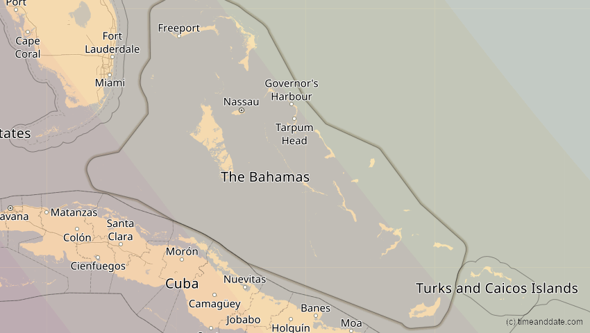 A map of The Bahamas, showing the path of the Oct 14, 2023 Annular Solar Eclipse