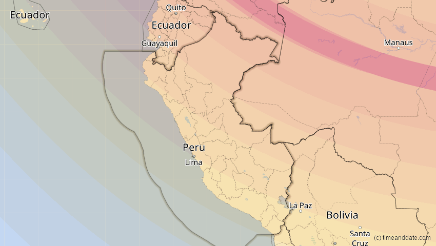 A map of Peru, showing the path of the Oct 14, 2023 Annular Solar Eclipse
