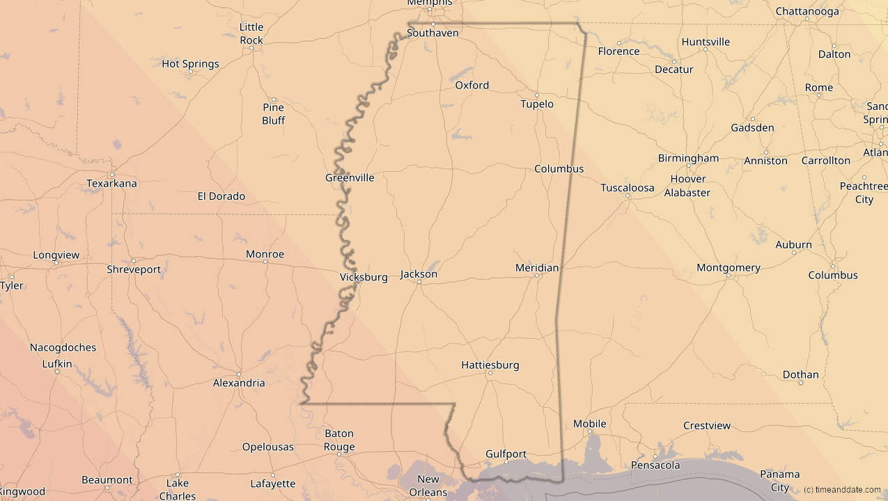 Solar Eclipses in Mississippi, United States