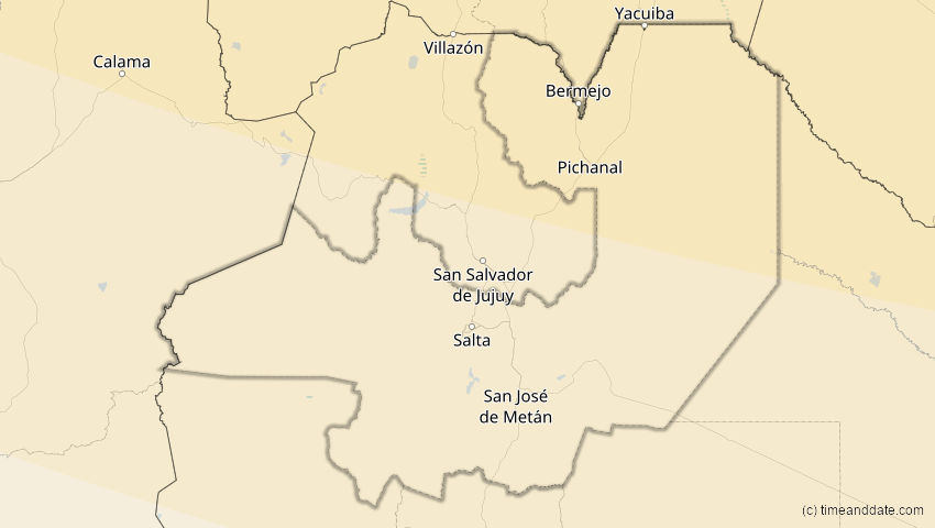 A map of Salta, Argentinien, showing the path of the 14. Okt 2023 Ringförmige Sonnenfinsternis