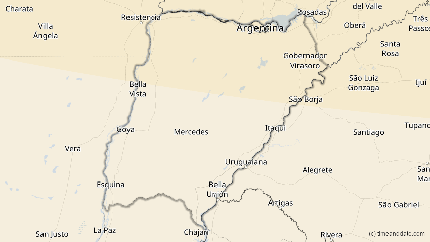 A map of Corrientes, Argentinien, showing the path of the 14. Okt 2023 Ringförmige Sonnenfinsternis