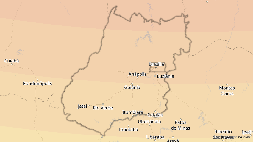 A map of Goiás, Brasilien, showing the path of the 14. Okt 2023 Ringförmige Sonnenfinsternis