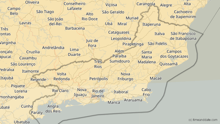 A map of Rio de Janeiro, Brazil, showing the path of the Oct 14, 2023 Annular Solar Eclipse