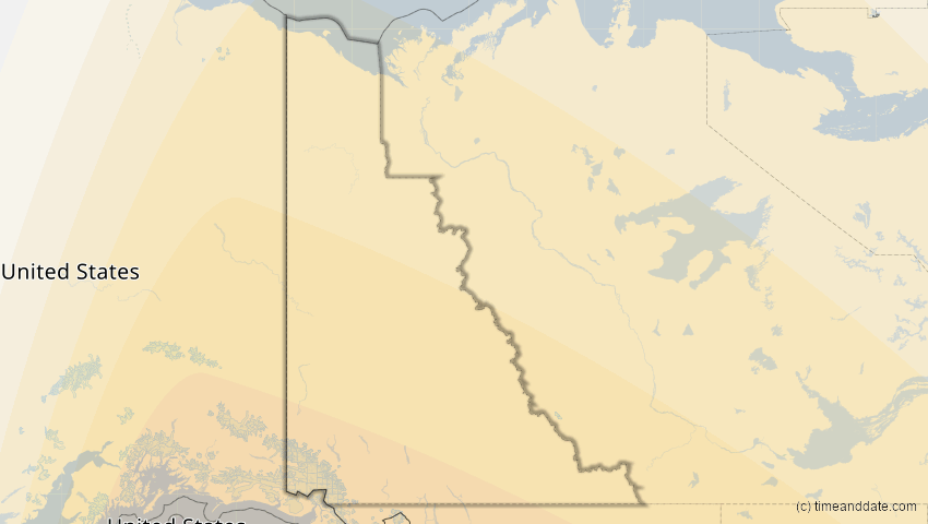 A map of Yukon, Canada, showing the path of the Oct 14, 2023 Annular Solar Eclipse