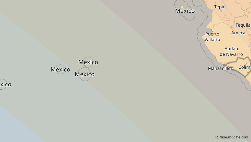A map of Colima, Mexico, showing the path of the Oct 14, 2023 Annular Solar Eclipse