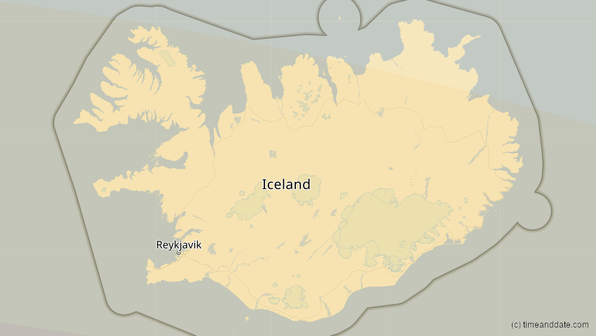 A map of Island, showing the path of the 8. Apr 2024 Totale Sonnenfinsternis
