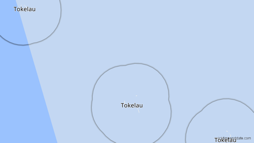 A map of Tokelau, showing the path of the 9. Apr 2024 Totale Sonnenfinsternis