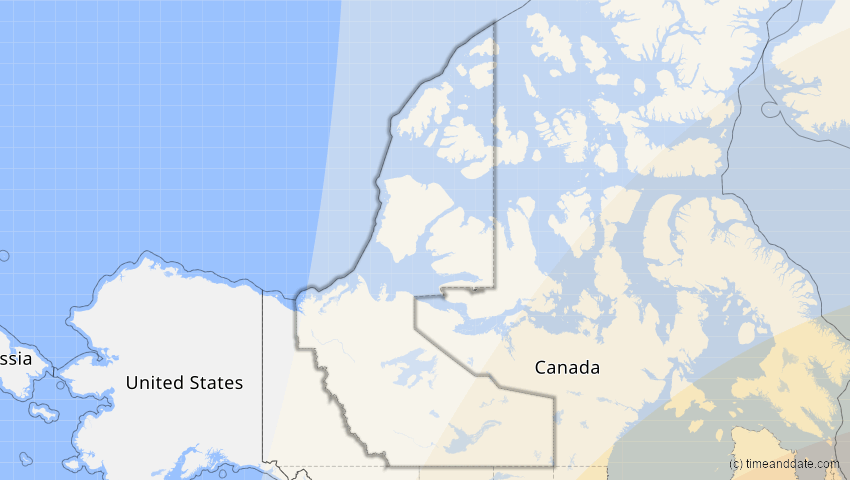 A map of Northwest Territories, Canada, showing the path of the Apr 8, 2024 Total Solar Eclipse