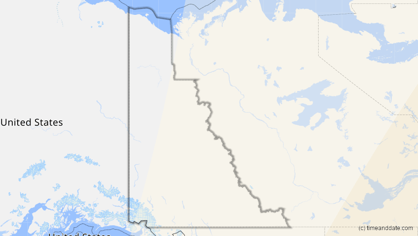 A map of Yukon, Kanada, showing the path of the 8. Apr 2024 Totale Sonnenfinsternis