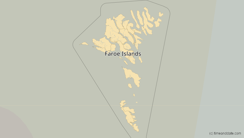 A map of Faroe Islands, Denmark, showing the path of the Apr 8, 2024 Total Solar Eclipse