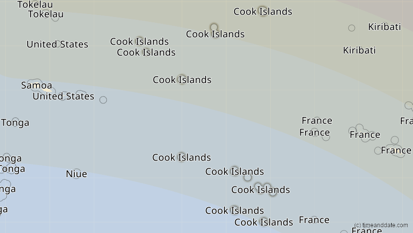 A map of Cook Islands, showing the path of the Oct 2, 2024 Annular Solar Eclipse
