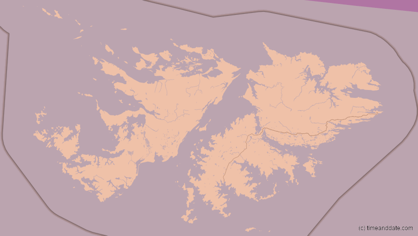 A map of Falkland Islands, showing the path of the Oct 2, 2024 Annular Solar Eclipse