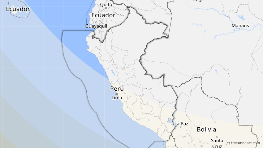 A map of Peru, showing the path of the Oct 2, 2024 Annular Solar Eclipse
