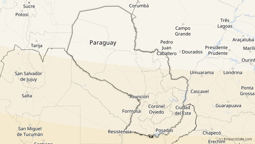 A map of Paraguay, showing the path of the 2. Okt 2024 Ringförmige Sonnenfinsternis