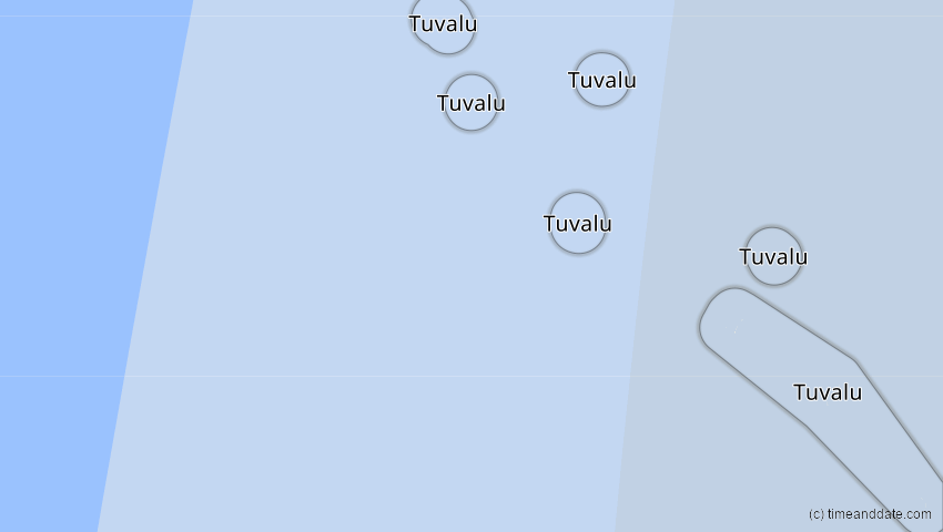 A map of Tuvalu, showing the path of the Oct 3, 2024 Annular Solar Eclipse