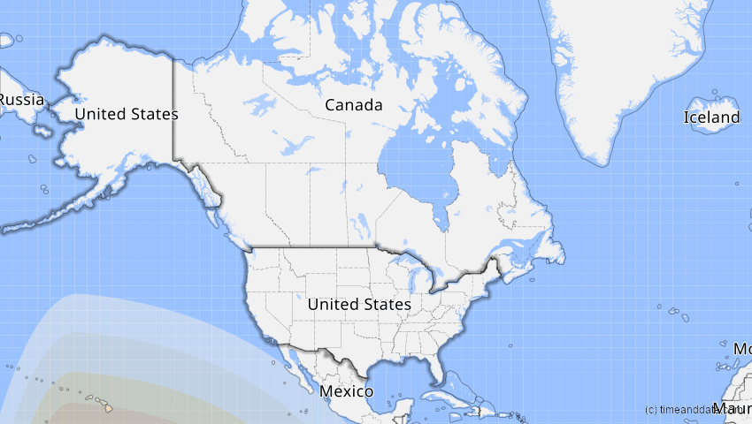 A map of United States, showing the path of the Oct 2, 2024 Annular Solar Eclipse