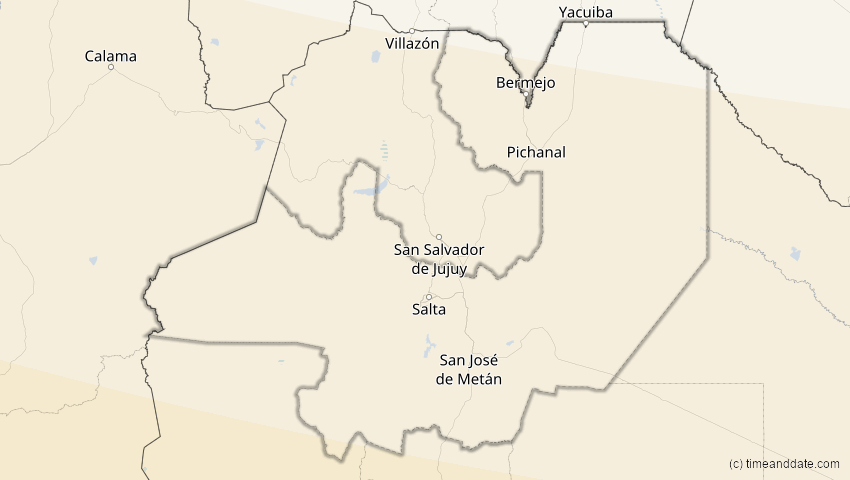 A map of Salta, Argentinien, showing the path of the 2. Okt 2024 Ringförmige Sonnenfinsternis