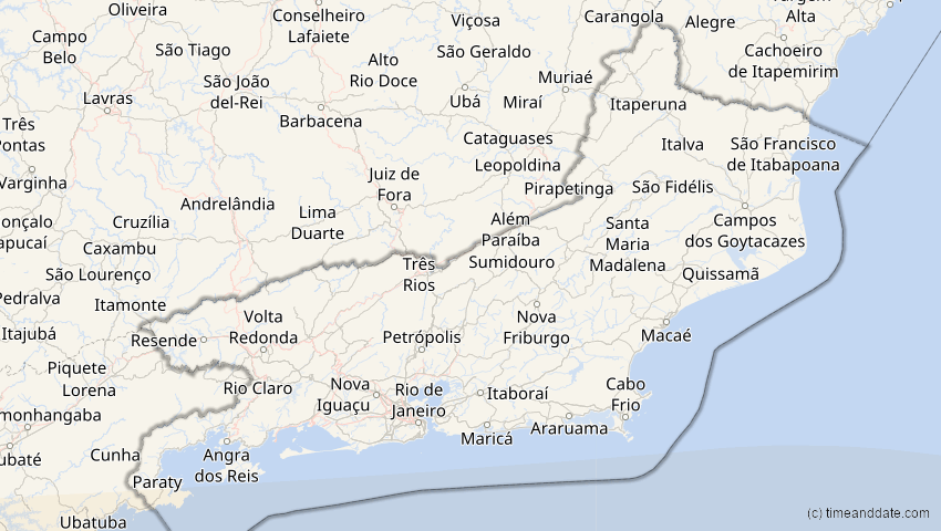 A map of Rio de Janeiro, Brazil, showing the path of the Oct 2, 2024 Annular Solar Eclipse