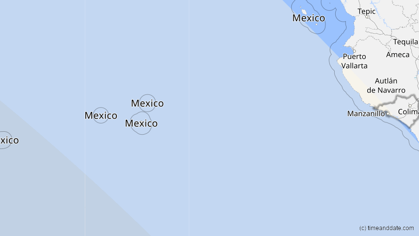 A map of Colima, Mexiko, showing the path of the 2. Okt 2024 Ringförmige Sonnenfinsternis