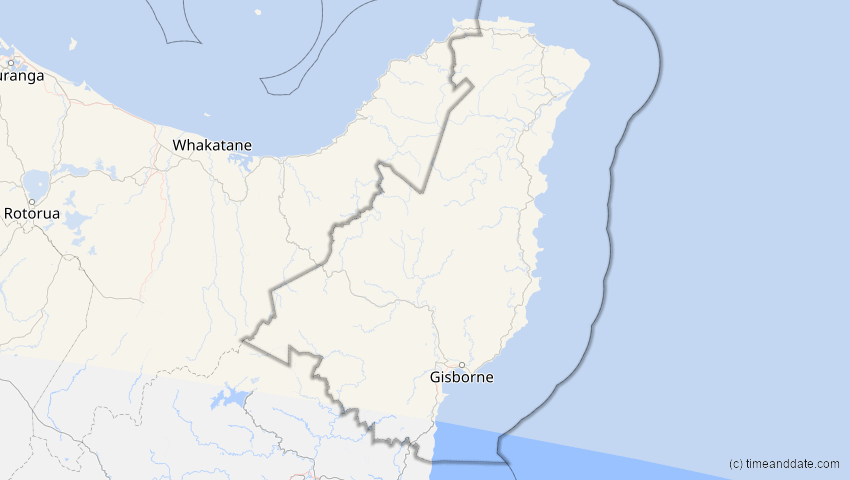 A map of Gisborne, Neuseeland, showing the path of the 3. Okt 2024 Ringförmige Sonnenfinsternis