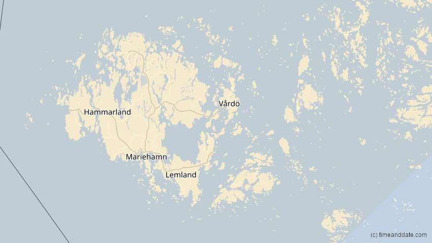 A map of Åland Islands, showing the path of the Mar 29, 2025 Partial Solar Eclipse