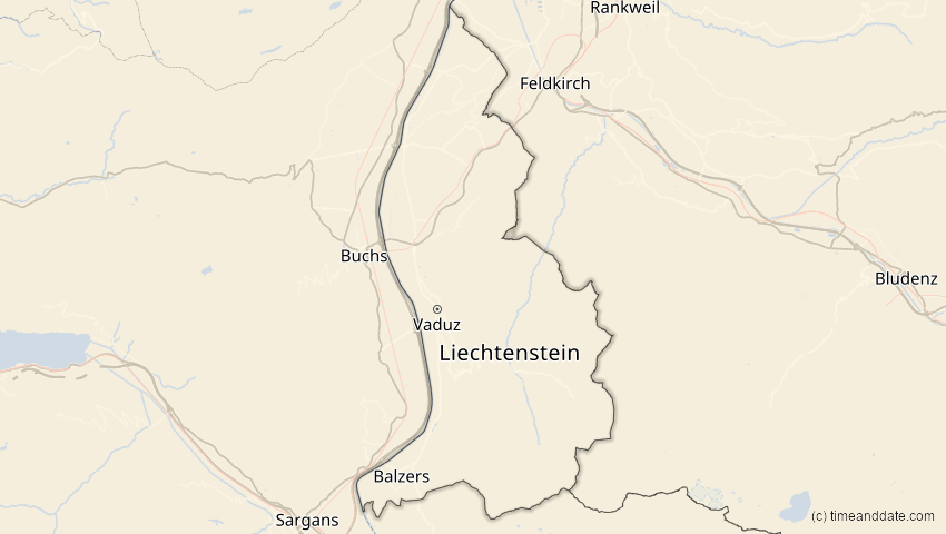 A map of Liechtenstein, showing the path of the 29. Mär 2025 Partielle Sonnenfinsternis