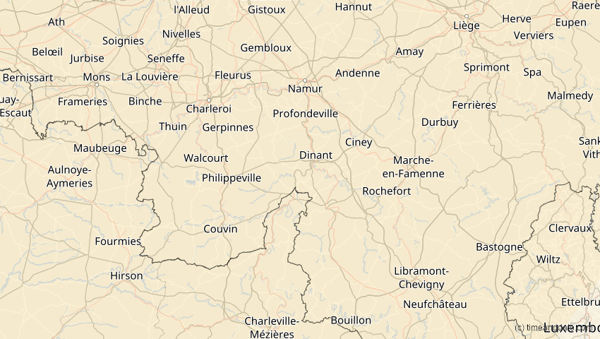 A map of Namur, Belgien, showing the path of the 29. Mär 2025 Partielle Sonnenfinsternis