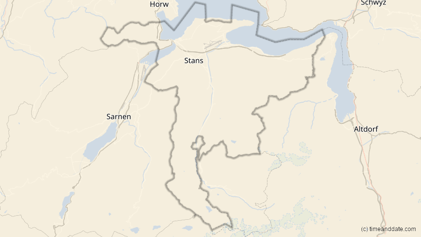 A map of Nidwalden, Schweiz, showing the path of the 29. Mär 2025 Partielle Sonnenfinsternis